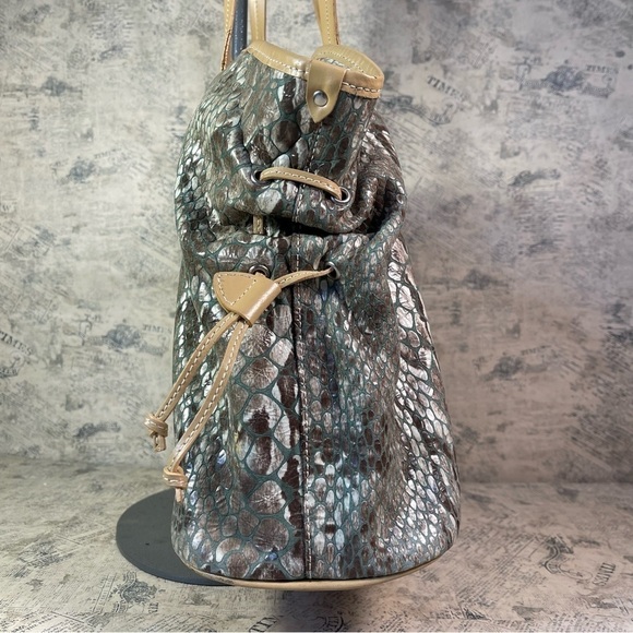 Roberta Gandolfi Leather Python Print Laced Sides tote bag - Picture 2 of 15